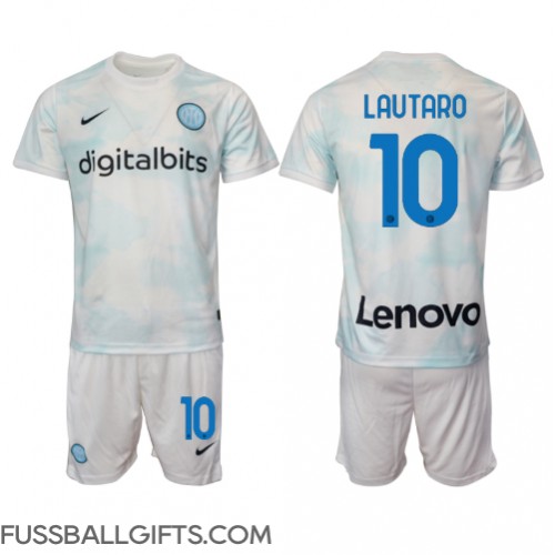 Inter Milan Lautaro Martinez #10 Fußballbekleidung Auswärtstrikot Kinder 2022-23 Kurzarm (+ kurze hosen)